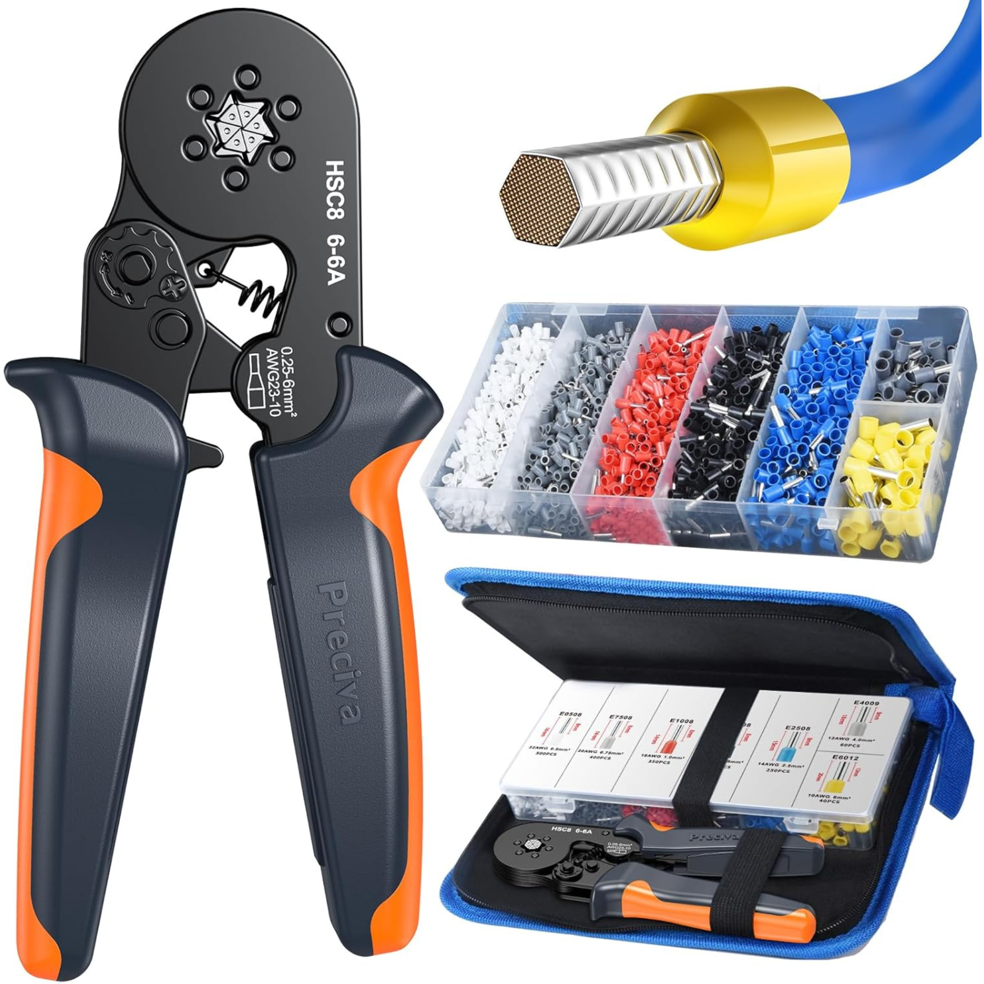 Preciva Ferrule Crimping Tool Kit with 1900PCS Wire Connectors from GME Supply
